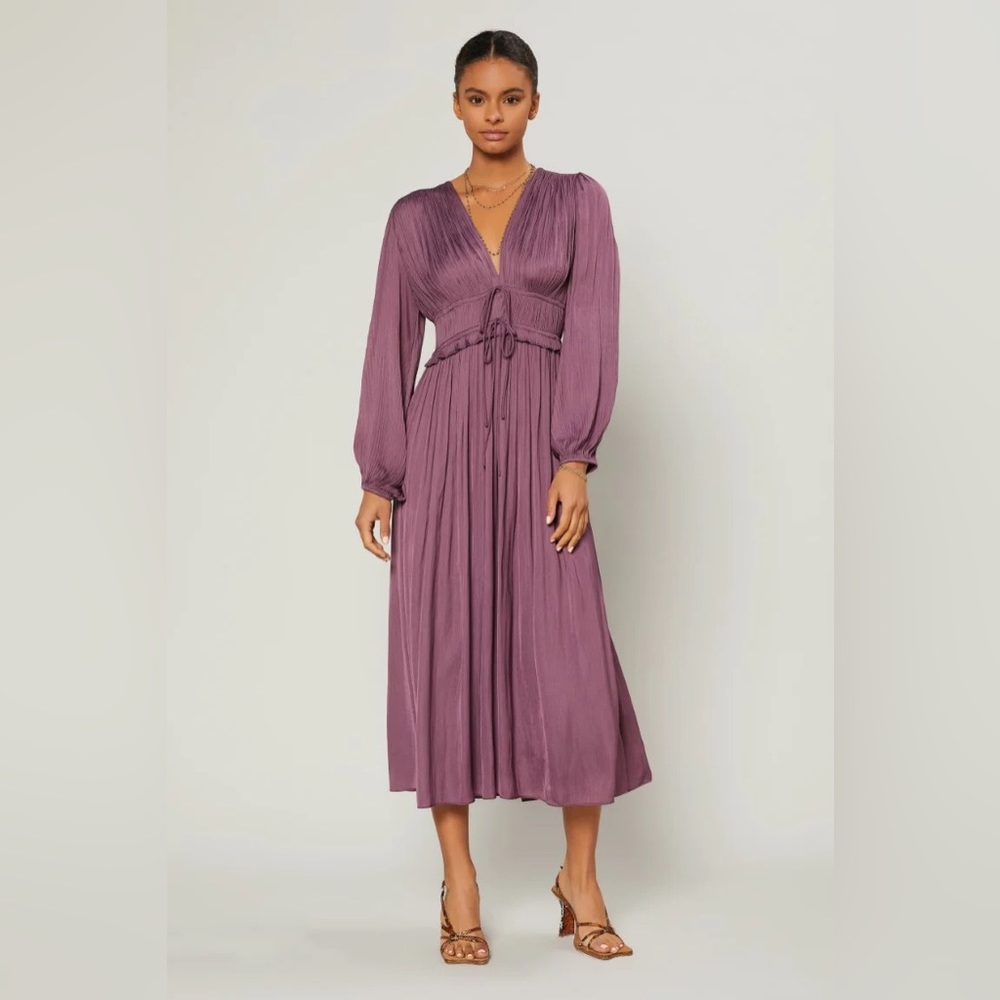 Current Air Sidonie Pleated Maxi Dress in Prune, size XS